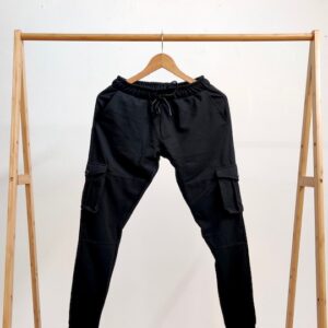 CORD FABRIC 6 POCKET JOGGERS BLACK