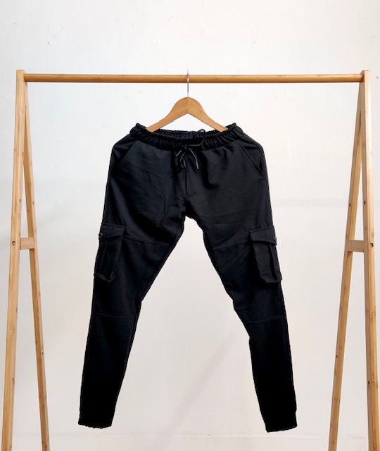 CORD FABRIC 6 POCKET JOGGERS BLACK