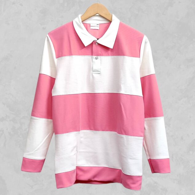 PINK COLLER CUTTUNS TSHIRT